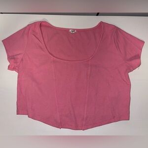 Garage scoop neck corset crop top in bubblegum pink